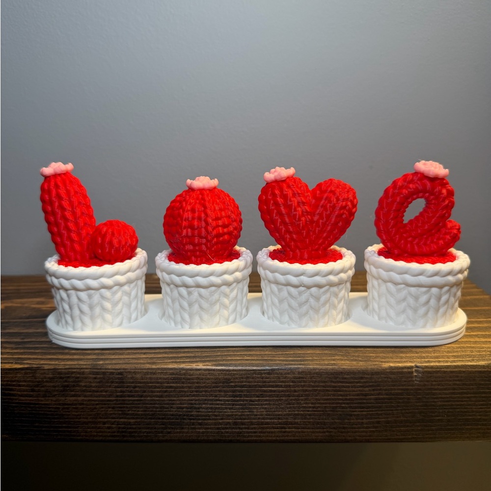 Red LOVE Cactus Decor 3D Printed-  Brand New